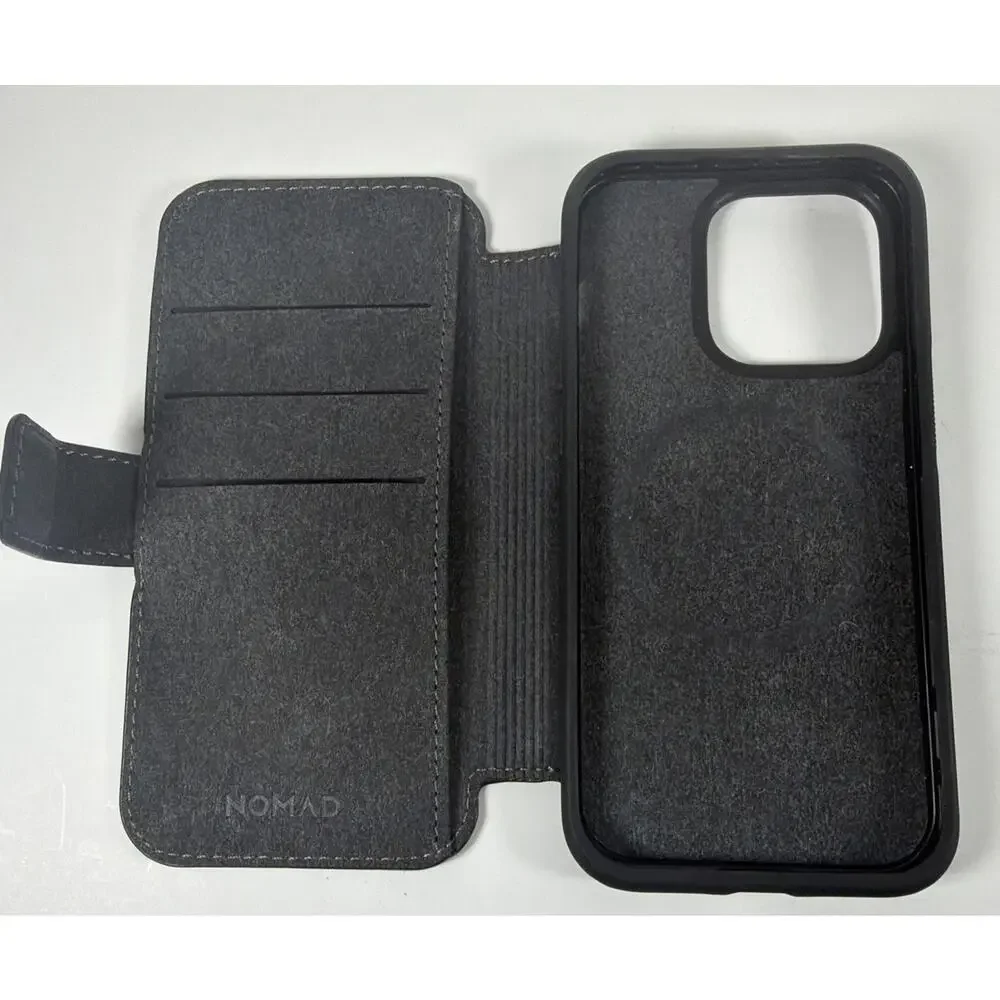 Nomad Modern Black Leather Folio fo r iPhone 14 Pro - Open Box